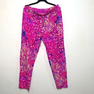 Lilly Pulitzer Lola pant iris blue pop up lagoon slip draw string woman sz LARGE